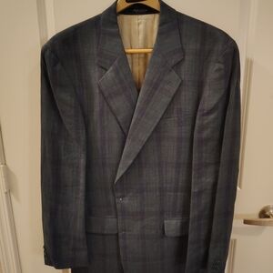 Men's Bachrach Navy and Green Plaid Blazer